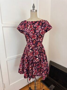 Purple floral fit n flare dress